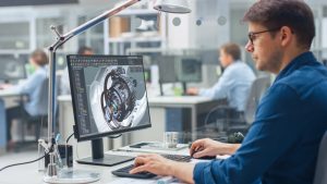 Engineer working on CAD software