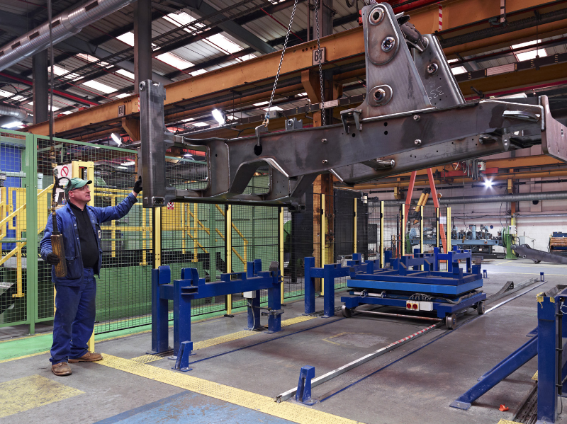 ci logistics transfer car system for main frame assembly at caterpillar