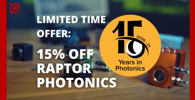 Raptor Photonics are celebrating their 15th anniversary with a promotion for a limited period